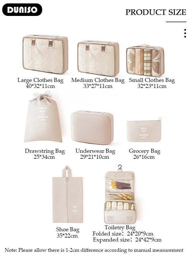 DUNISO 8 Piece Travel Organizer Bags for Luggage, Waterproof and Durable Travel Bags, Packing Cubes for Travel, Compression Cubes for Suitcases, Travel Bags for Clothes, Toiletries, Clothing, Underwear  - Image 4