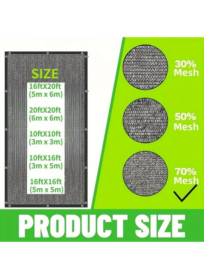 Black 70 Sunshade 10x16 Ft Reinforced Grommets Durable Polyethylene for Garden Pergola Porch - Image 3