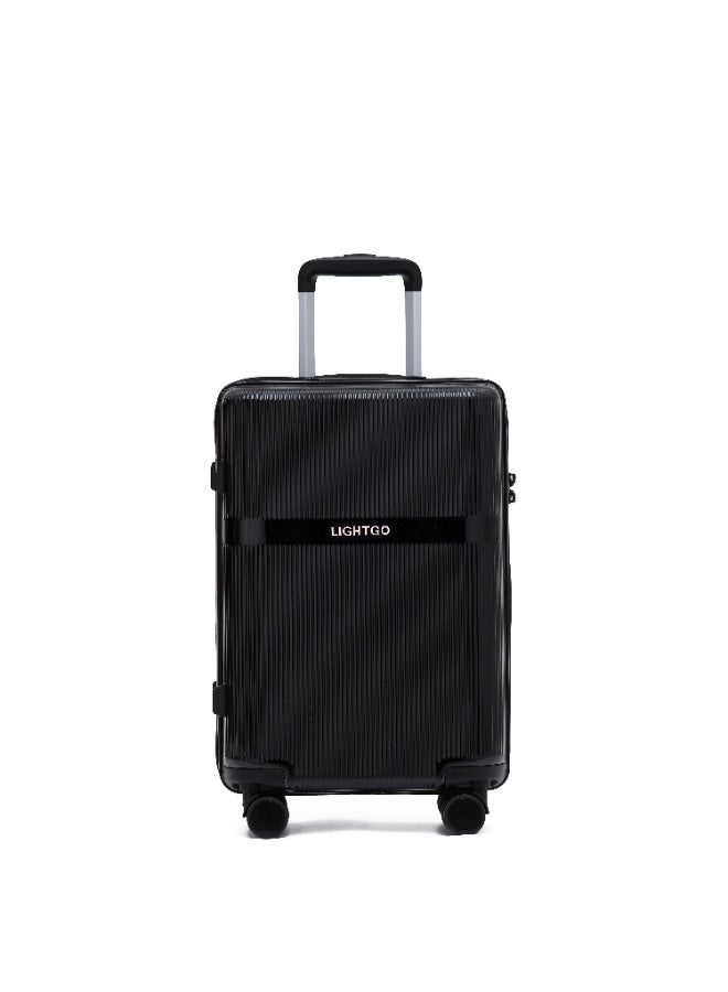 LIGHTGO 7624 black color 24" Suitcase luggage check in luggage with TSA Lock travel case YKK zipper with power bank pocket 100% PC light weight luggage - Image 2