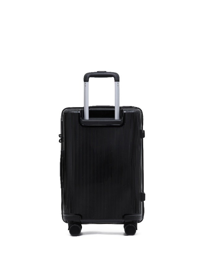 LIGHTGO 7624 black color 24" Suitcase luggage check in luggage with TSA Lock travel case YKK zipper with power bank pocket 100% PC light weight luggage - Image 3