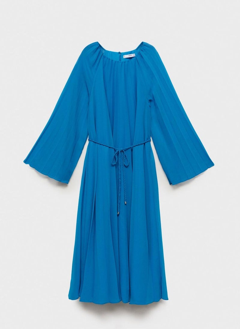 MANGO - Flared-Sleeve Pleated Dress - Image 1