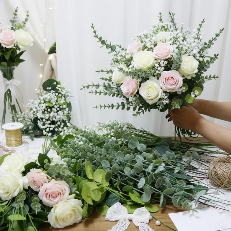WONICE 120 Pcs 5 Mixed Eucalyptus Greenery Stems Artificial Baby Breath Flowers Bulk Eucalyptus Leaves Bundle Faux for DIY Wedding Decoration Bouquets Home Arrangement Floral Vase Decor - Image 4