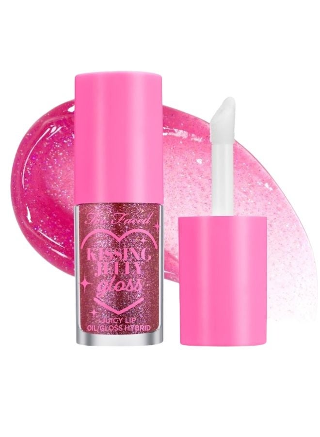 Too FacedCosmetics Too Faced Kissing Jelly Non-Sticky Lip Oil Gloss – (Grape Soda - Purple with Multi-Color Shimmer) 4.50ml| Hydrating, High-Shine, Cushiony Lip Oil Gloss - Image 1