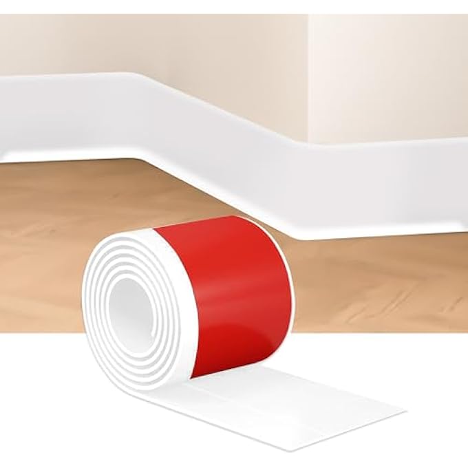 WHITE WALL MOLDING TRIM 3 INCH X 60 FEET, WALL BASE BASEBOARD MOLDING TRIM FLEXIBLE SELF ADHESIVE RUBBER WALL BASE MOULDING TRIM PEEL AND STICK DESIGN HOME DECORATION SKIRTING LINE - Image 3