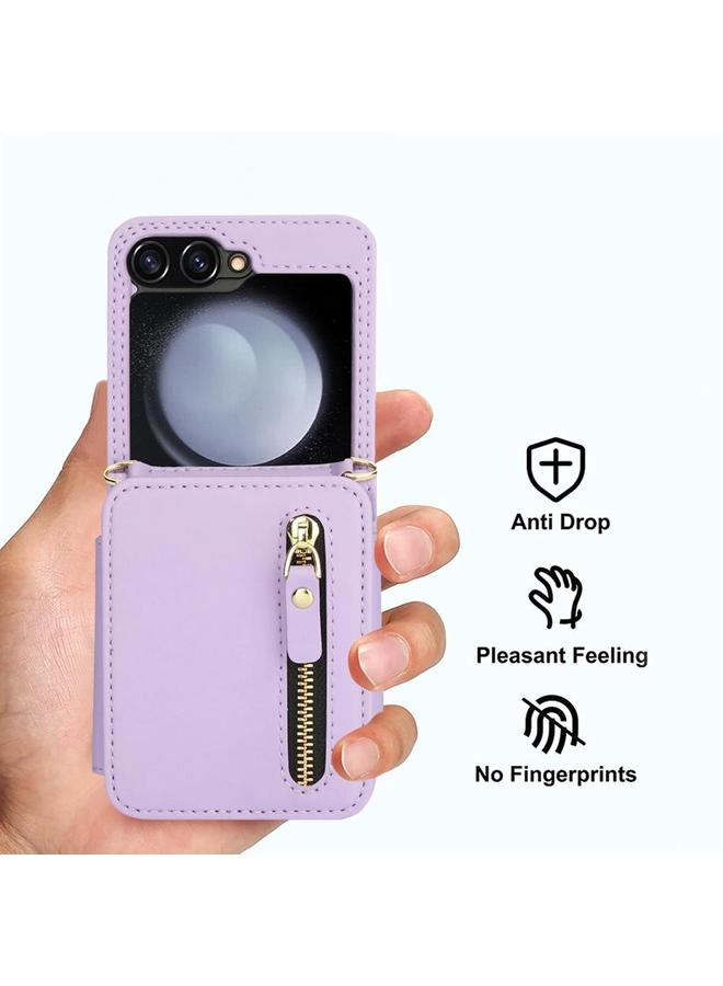 إيروريكس جراب لهاتف Samsung Galaxy Z Flip5 مزود بسحاب مزدوج وحقيبة بطاقات قابلة للطي - Image 2