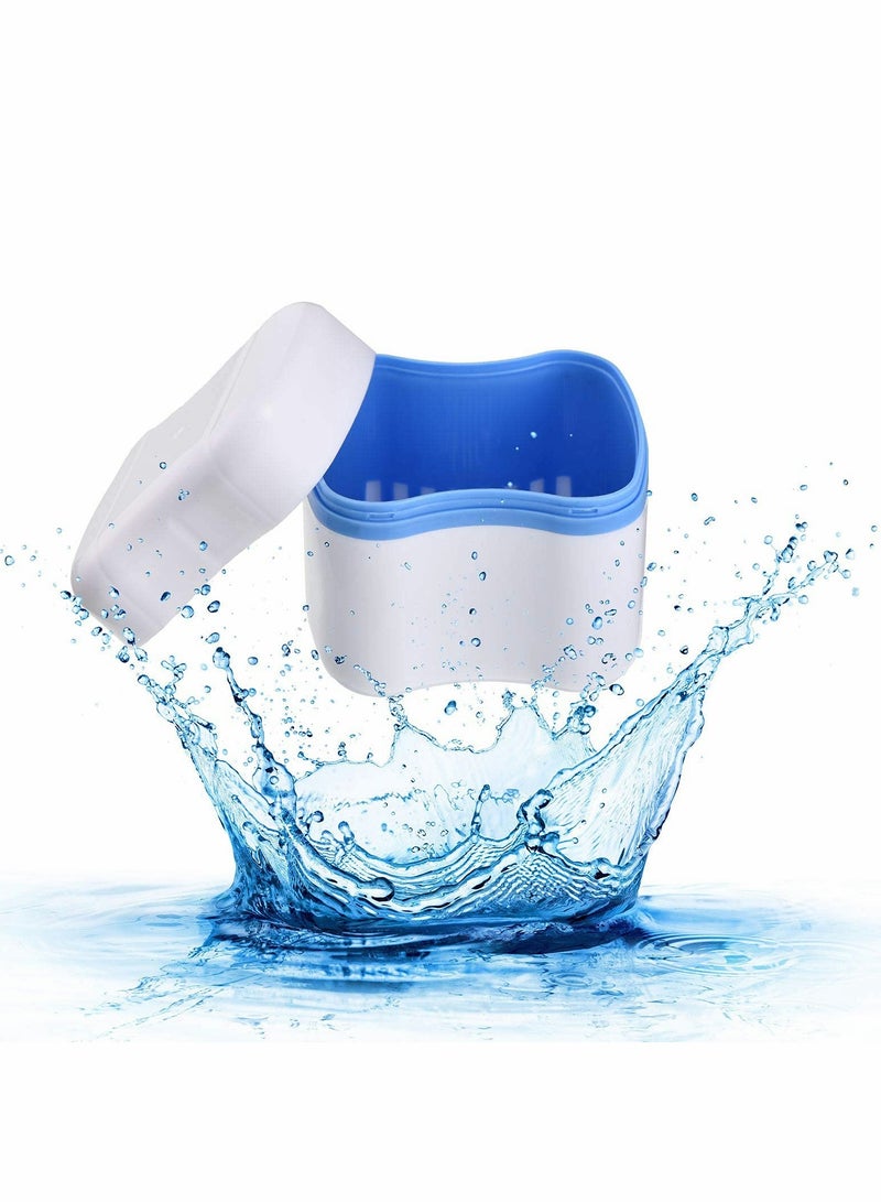 KASTWAVE مجموعة علبة فرشاة تنظيف أطقم الأسنان، 2 عبوة حالات حمام أطقم الأسنان أكواب أطقم الأسنان مع 2 عبوة فرش تنظيف الأطقم - Image 5