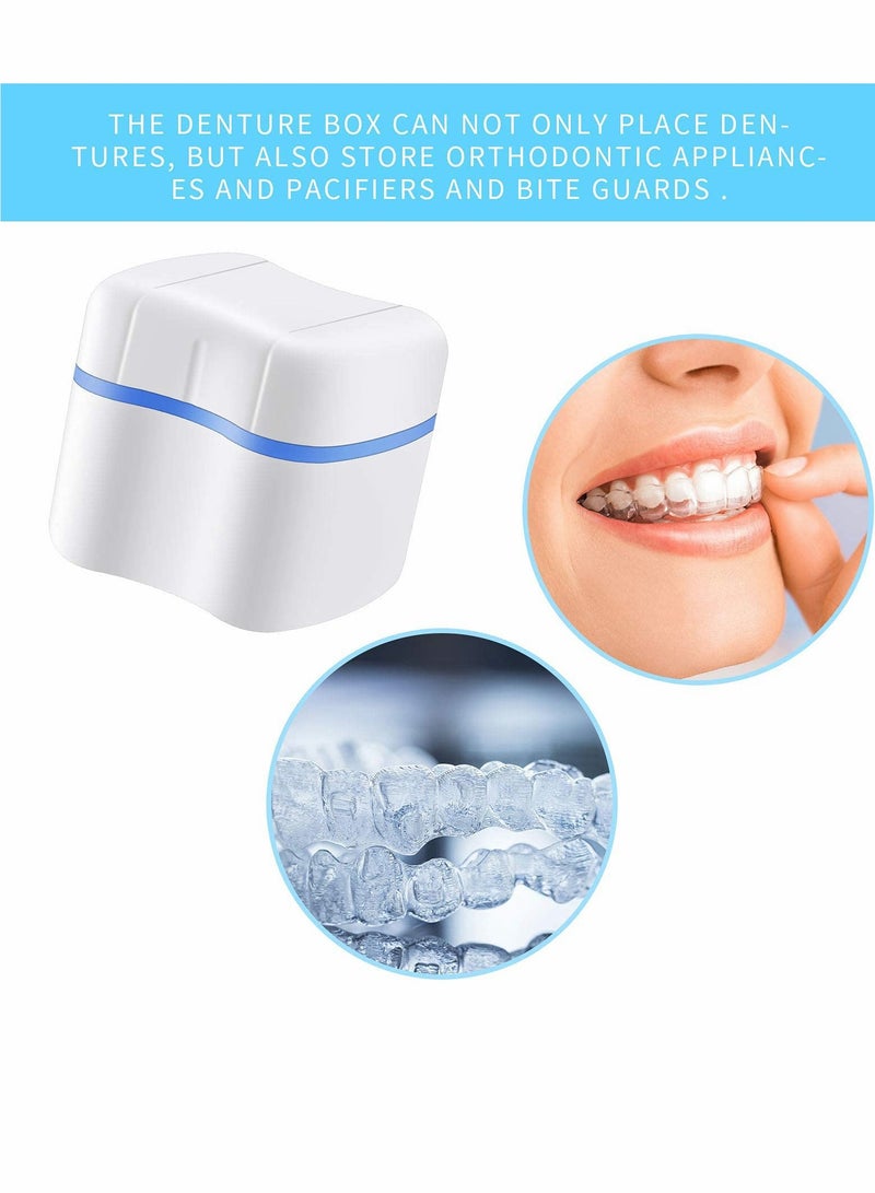 KASTWAVE مجموعة علبة فرشاة تنظيف أطقم الأسنان، 2 عبوة حالات حمام أطقم الأسنان أكواب أطقم الأسنان مع 2 عبوة فرش تنظيف الأطقم - Image 4