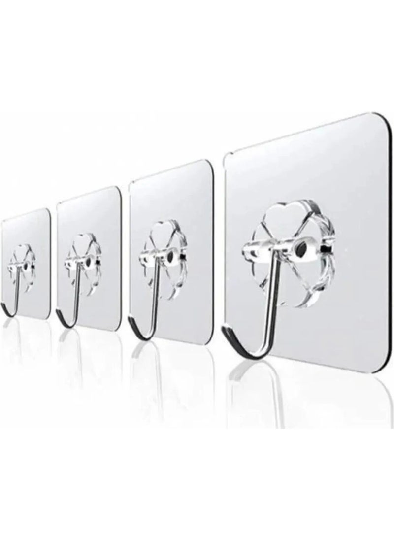 Octopus Bazaar Practical 4 Pieces Strong Transparent Wall Hanger Hanger Adhesive Hook Kitchen Bathroom Hanger  - Image 1