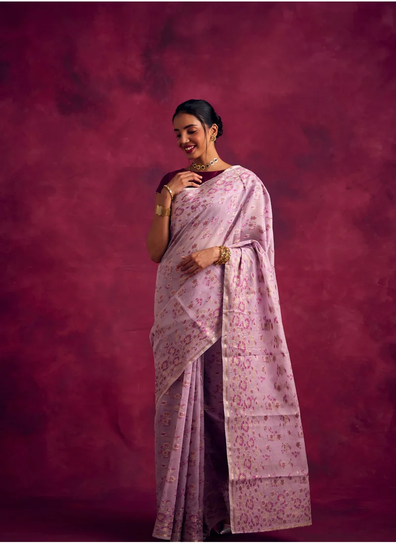 أبهشتي Banarasi sakura woven zari saree-Lavender
