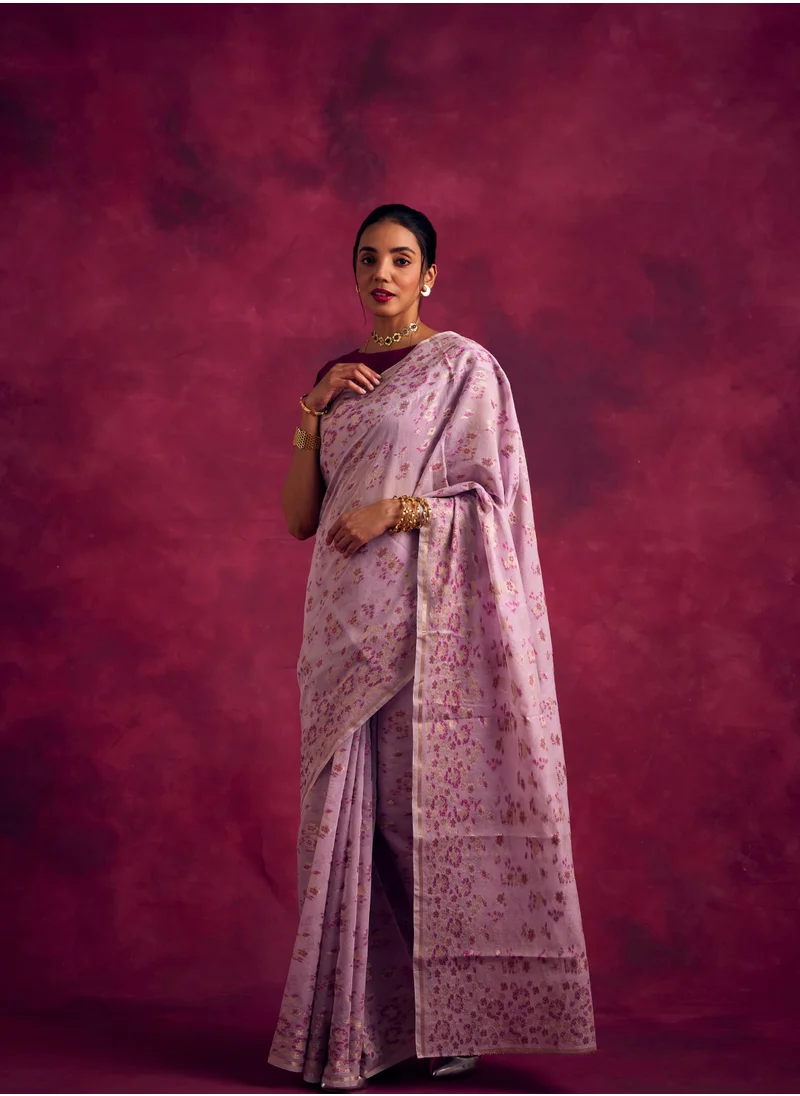 أبهشتي Banarasi sakura woven zari saree-Lavender