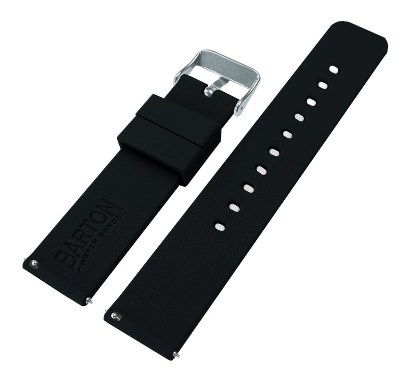 BARTON WATCH BANDS Soft Silicone Quick Release Watch Band Straps, Black, 22mm - Image 3
