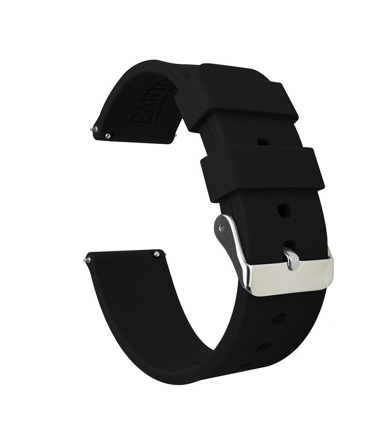 BARTON WATCH BANDS Soft Silicone Quick Release Watch Band Straps, Black, 22mm - Image 1