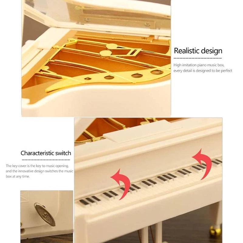 Jofanvin Piano Machine-Music-Box-Vintage-Hand-Cranked-Mechanism Mini Musical Retro Classical Table Desk Decoration with Greeting Card - Image 3