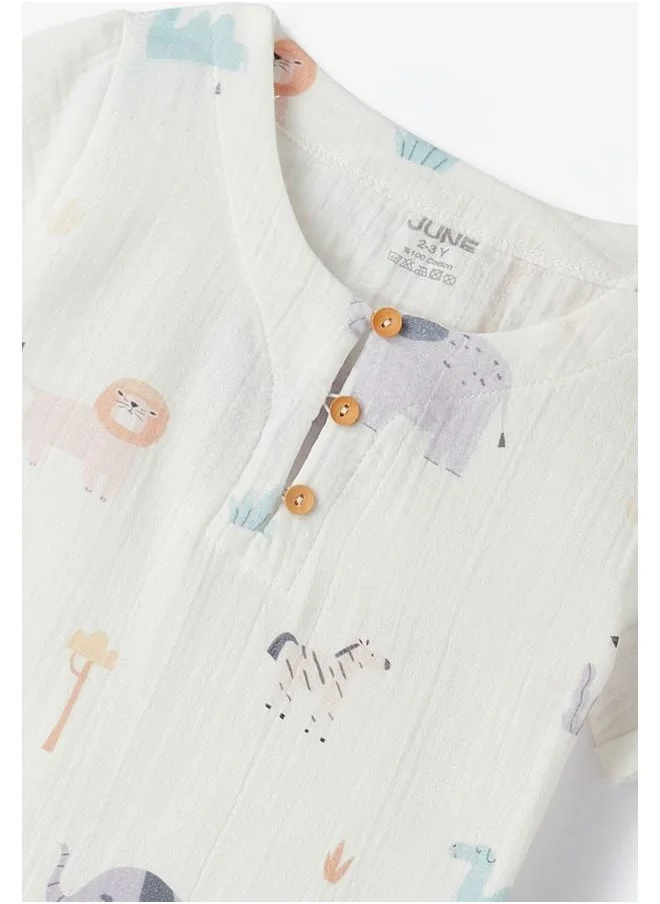 JUNE June Baby Muslin 2-Pack Set Ecru - Grey