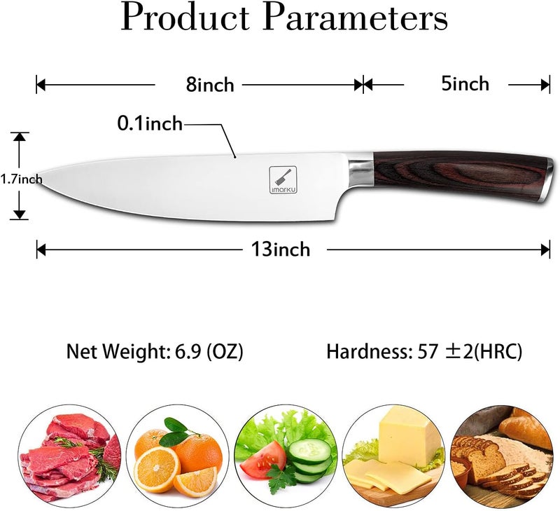 imarku Japanese Chef Knife - Sharp Kitchen Knife 8 Inch Chef's Knives HC Steel Paring Knife, Unique Gifts for Men and Women, Gifts for Mom or Dad, Kitchen Gadgets with Premium Gift Box - Image 4