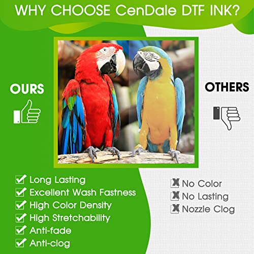 CenDale Premium DTF Ink 1500ML - DTF Transfer Ink for PET Film, Refill DTF Ink for Epson ET-8550, L1800, L800, R2400, P400, P800, XP15000, Heat Transfer Printing Direct to Film (250ml x 6, CMYK Wh) - Image 5