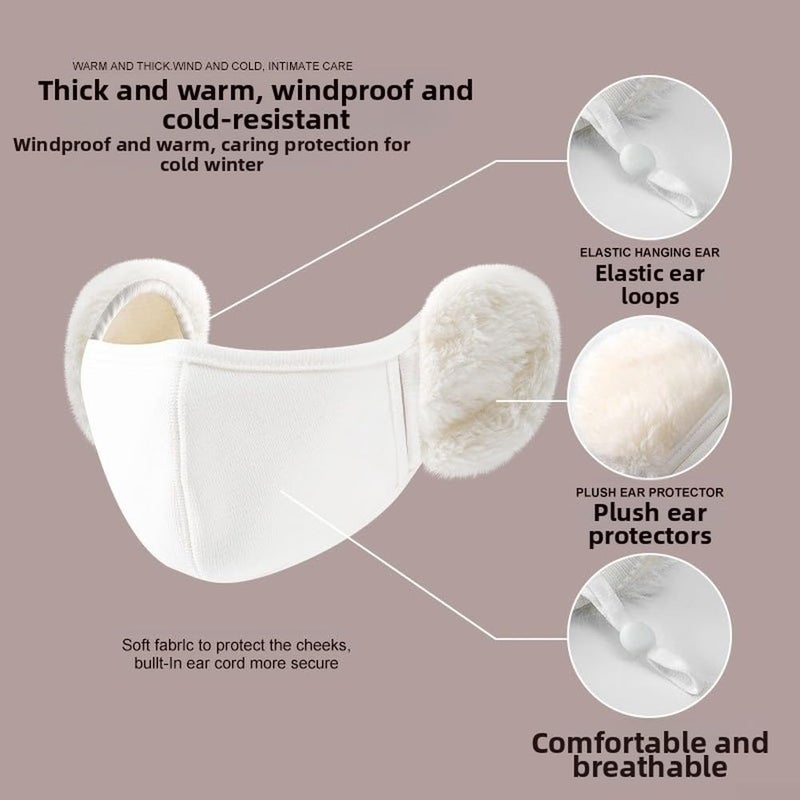 Winter Cycling Face Mask Windproof Plush Thermal Lining Adjustable Ear Straps Color C - Image 5