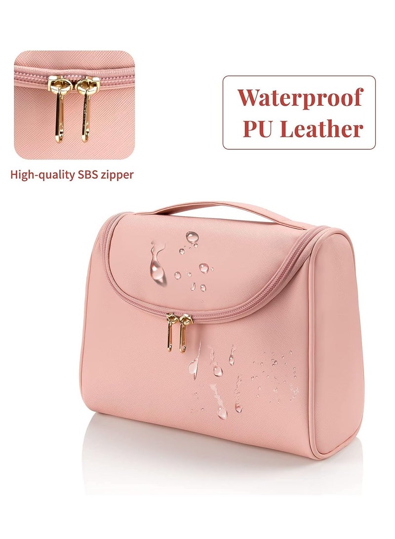 Zikra Travel Cosmetic Bags Makeup Bag Toiletry Bag for Women Large Capacity Makeup Organizer Bag Vegan Leather Makeup Brush Organizer Waterproof Cosmetic Bags for Women - Image 2