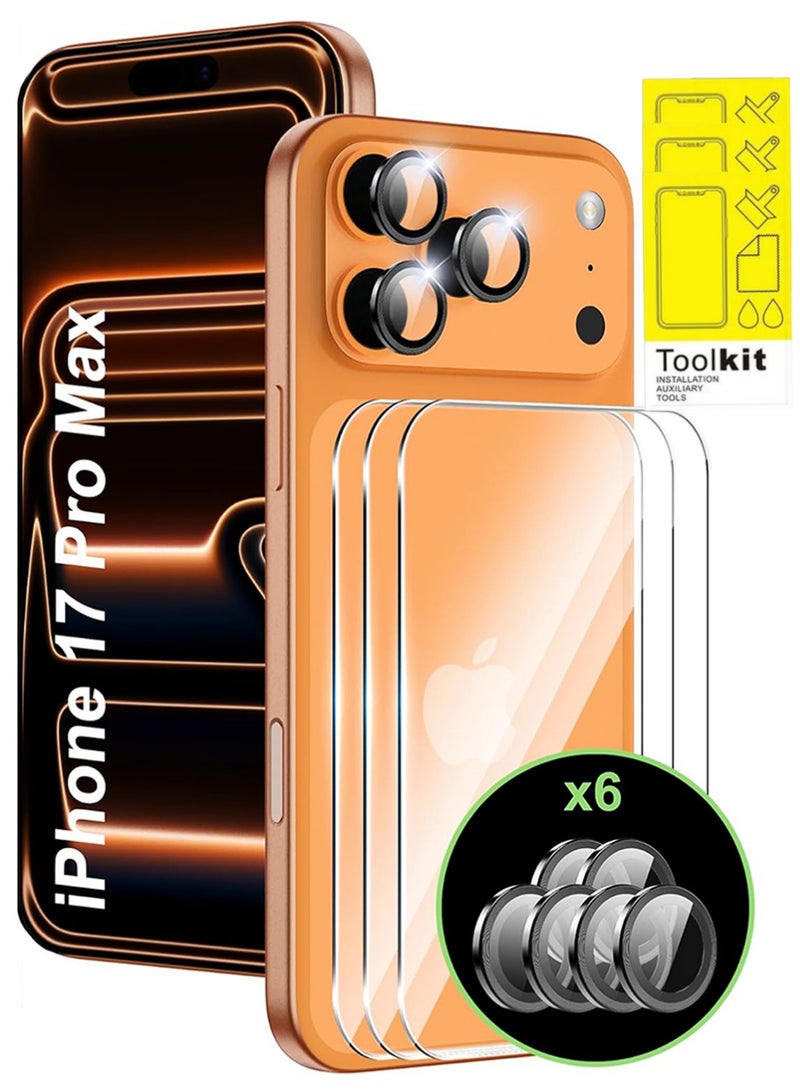 إكس ليفيل واقي شاشة خلفي 5 في 1 لهاتف آيفون 17 برو ماكس، واقي شاشة خلفي، غشاء شفاف عالي الوضوح، مقاوم لبصمات الأصابع، مقاوم للخدش، سهل التركيب، مقاس 6.9 بوصة (عبوة من 3 قطع + قطعتين). - Image 1