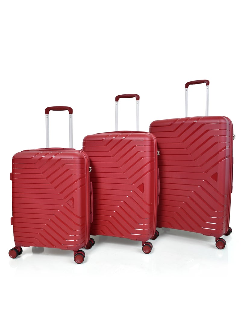 مورانو طقم حقيبة سفر من مورانو غير قابله للكسر متينة و خفيفة الوزن، حقيبة باربع بعجلات دوارة مع قفل مدمج من TSA (أحمر, طقم من 3 حبة) - Image 1