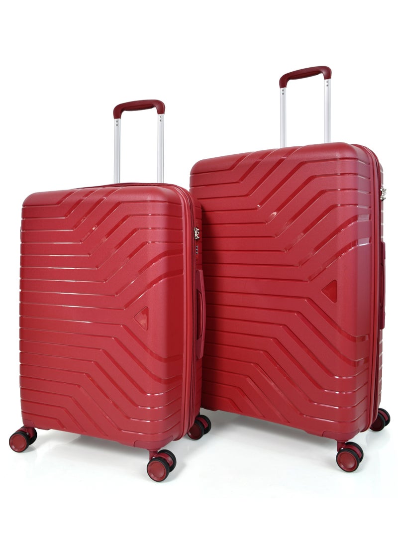 مورانو طقم حقيبة سفر من مورانو غير قابله للكسر متينة و خفيفة الوزن، حقيبة باربع بعجلات دوارة مع قفل مدمج من TSA (أحمر, طقم من 3 حبة) - Image 2