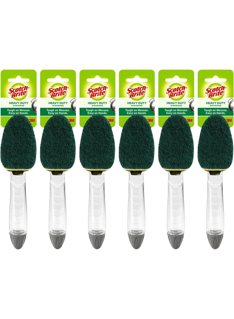 Scotch Brite 3M Scotch-Brite (6 Pack) Heavy Duty Dish Wand Sponge Brush Soap Dispenser with Scotch Brite Sponges Dish Scrubber Pads for Home Kitchen - Image 1
