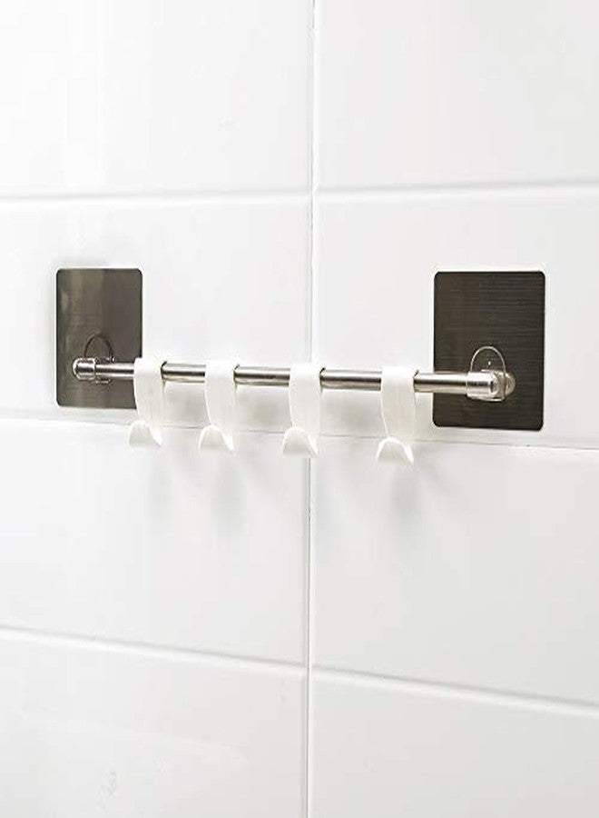 Lukzer 1PC Stainless Steel Hook Hanger for Hanging Towels Napkins Loofah Gloves Sponge Self Adhesive Rack No Hole Drilling Required Multipurpose Hanger for Bathroom Kitchen Garage (4 Hooks) CH-470 - Image 2