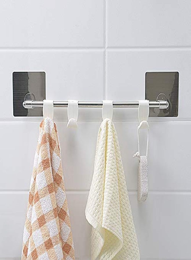 Lukzer 1PC Stainless Steel Hook Hanger for Hanging Towels Napkins Loofah Gloves Sponge Self Adhesive Rack No Hole Drilling Required Multipurpose Hanger for Bathroom Kitchen Garage (4 Hooks) CH-470 - Image 3