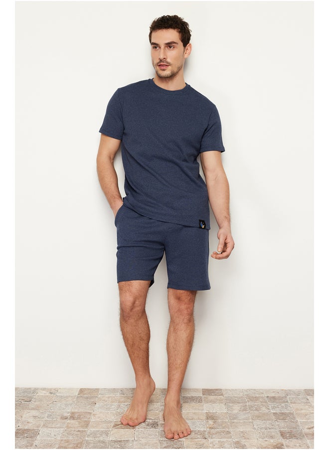 trendyol - Men's Indigo Regular Fit Waffle Knitted Pajamas Set - Image 1