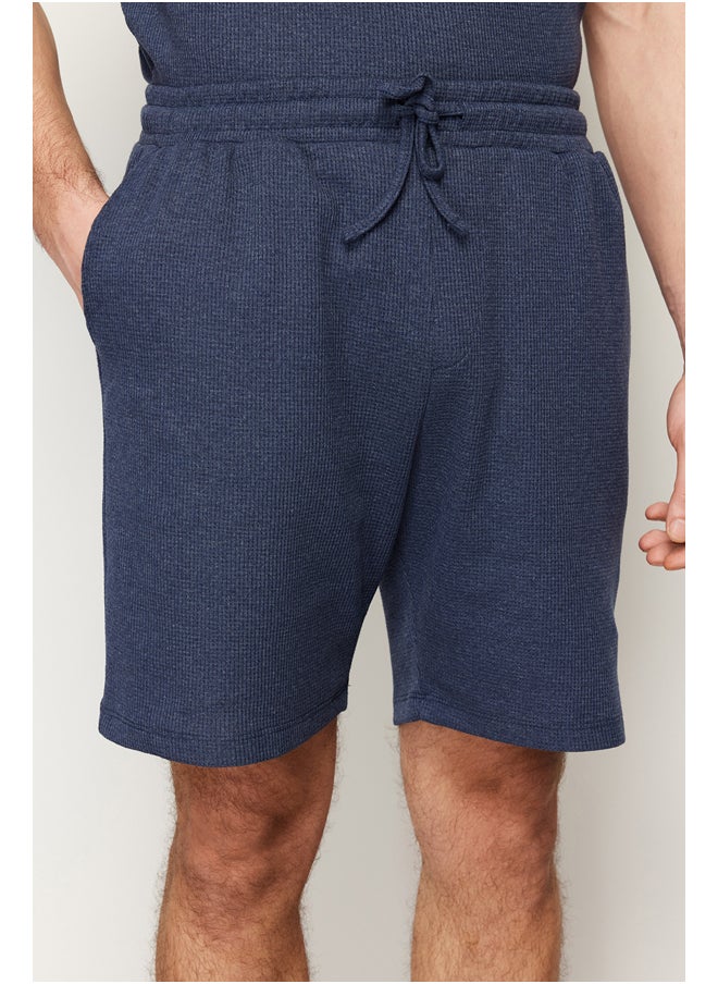 trendyol - Men's Indigo Regular Fit Waffle Knitted Pajamas Set - Image 1