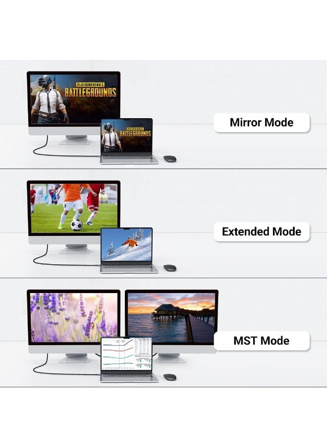 8K USB-C to DisplayPort Cable 2M – Uni-Directional 32.4Gbps USB Type-C to DP Adapter for MacBook Pro, MacBook Air, iPad Pro, Samsung Galaxy S21/S20, Surface Book & More - Image 5
