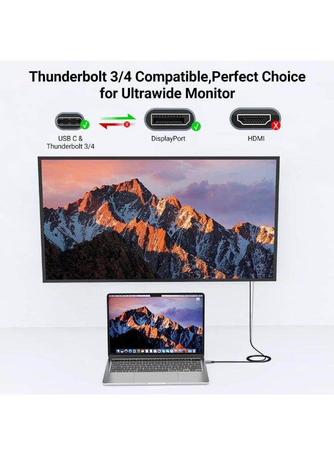 8K USB-C to DisplayPort Cable 2M – Uni-Directional 32.4Gbps USB Type-C to DP Adapter for MacBook Pro, MacBook Air, iPad Pro, Samsung Galaxy S21/S20, Surface Book & More - Image 4
