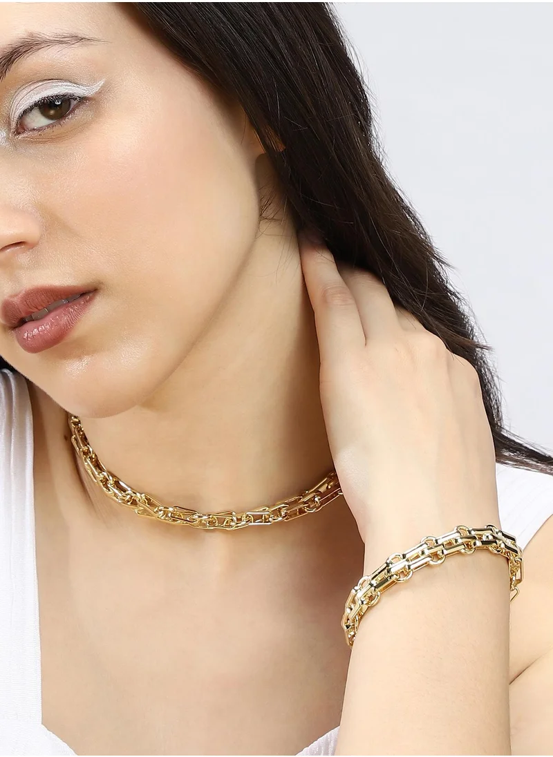 SOHI SOHI Women's The Chainlink Jewellery Set For Casual Wear | California Gold Colour | Alloy Material | Lobster Clasp Closure | MetallicJewellery Set | Jewellery Set For Women & Girls