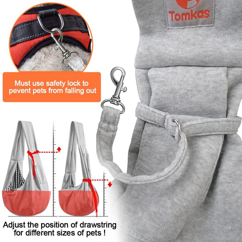 Tomkas Small Dog Sling Carrier - Classic Pocket & Classic Strap- for 3-12 lbs Pets (Gray, M - Classic Pocket & Classic Strap) - Image 5