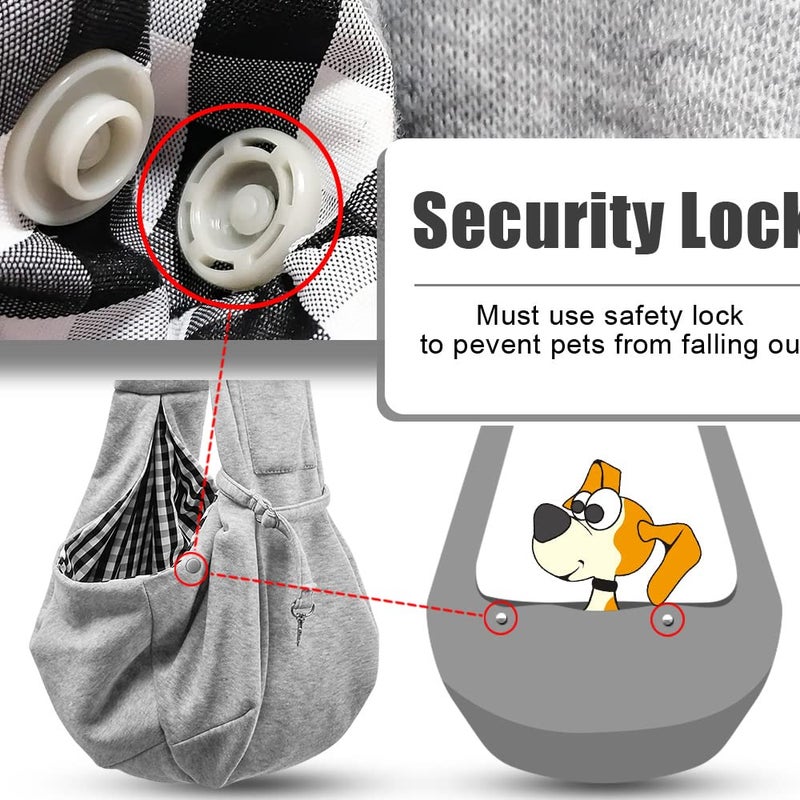 Tomkas Small Dog Sling Carrier - Classic Pocket & Classic Strap- for 3-12 lbs Pets (Gray, M - Classic Pocket & Classic Strap) - Image 3