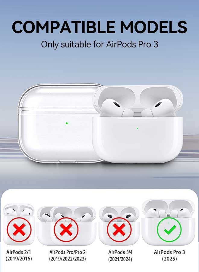 Tersely [2 in 1] Clear Case with Cleaner Kit for AirPods Pro 3 (2025) - Premium TPU with Keychain Hook, Supports Wireless Charging, Shockproof Protection (Clear) - Image 2