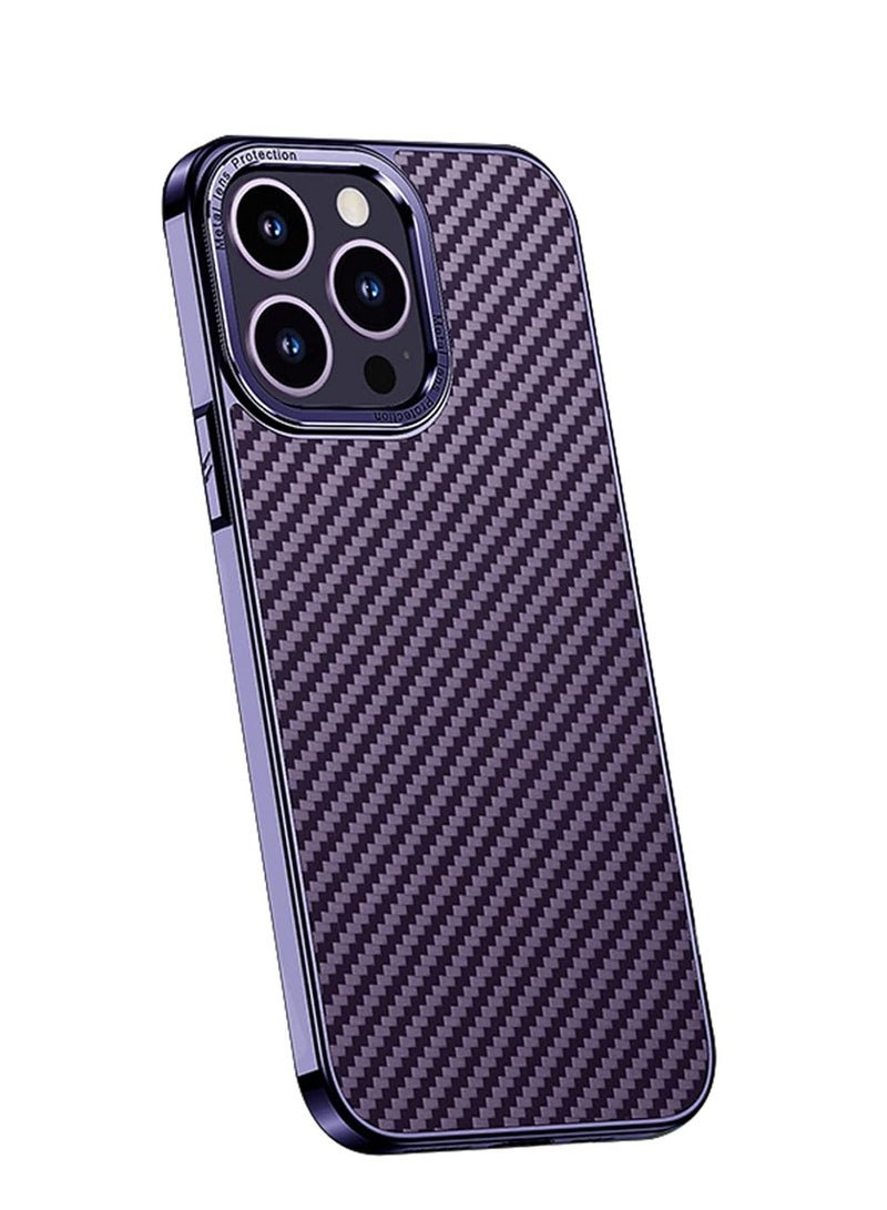 Color Fans Magsafe Case for iPhone 14 Pro Max 6.7 inch Carbon Fiber Cover Purple - Image 1