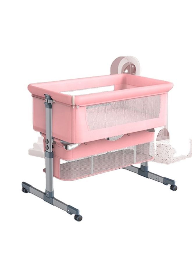 Dreeba Linen Fabric Baby Crib - Pink - WBB-007  - Image 1
