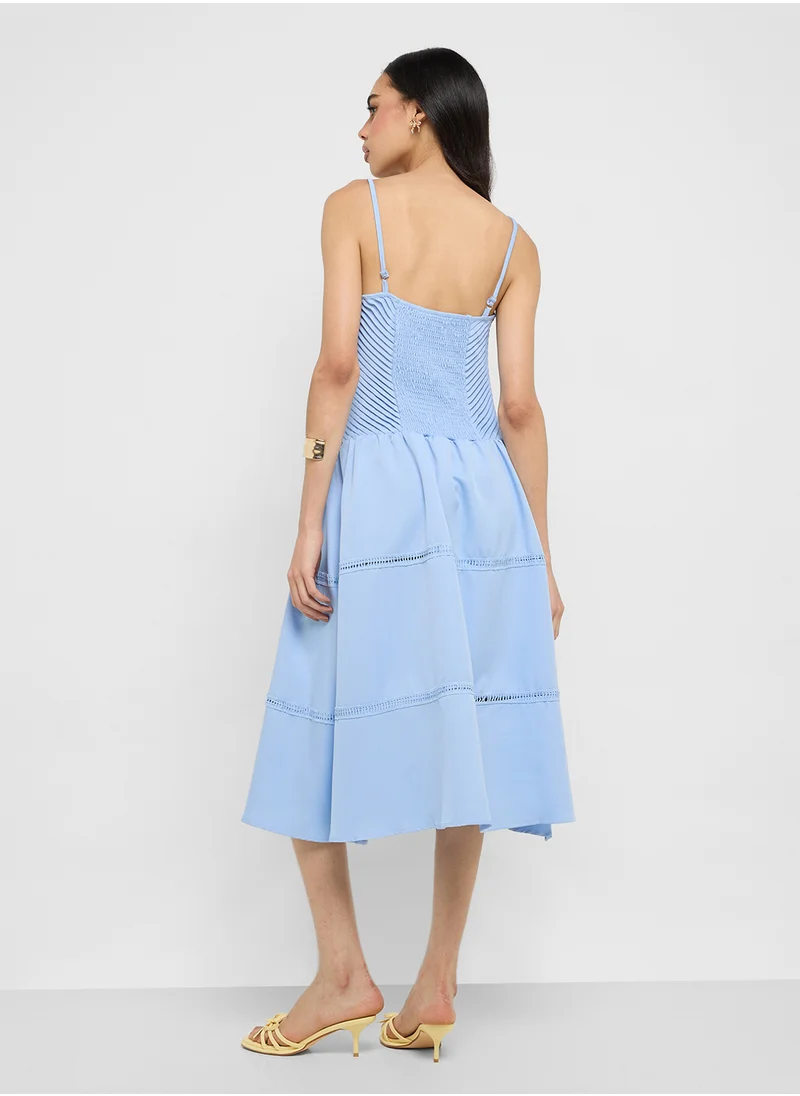 جينجر Tiered Cotton Midi Dress