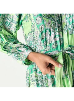 2Xtremz 2Xtremz All-Over Print Maxi A-line Dress with Mandarin Collar and Tie-Ups  - Image 2