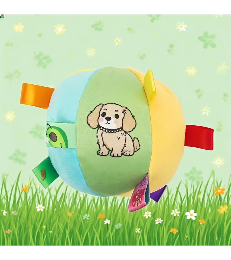 Bell Ringing Sound Toy Ball Plush Fabric Dog Chew Toy Durable Teething Ball Cute Pet Entertainment Ball No Battery Needed - Image 1
