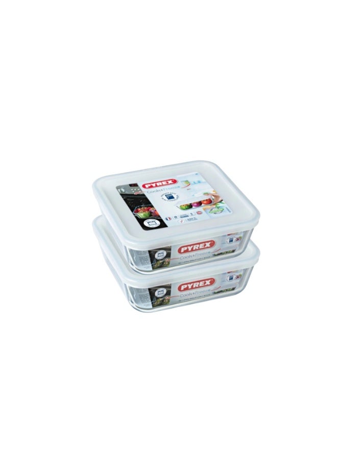 Pyrex Cook & Freeze Square Glass Dish with Plastic Lid 0.8L (Pack of 2), Oven, Microwave, Freezer & Dishwasher Safe Food Storage Container Clear 0.8Liters - Image 5