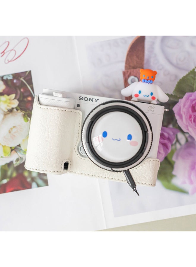 For Canon R50 Camera Cartoon Lens Cover Sony ZVE10 Fuji 49 52 55 58 67mm Lens Ring-Color:49mm Big-eared Dog Lens Cap  - Image 3