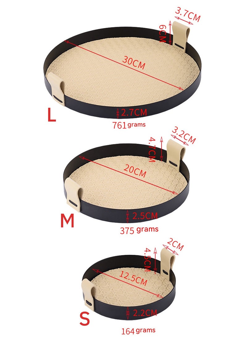 LEOKOR Round Rattan Tray with Handle,Wrought Iron Decorative Trays for Storage Foods,Drinks,Makeups,Jewelry  - Image 2