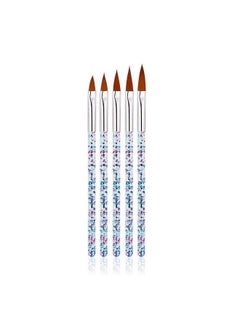 FULINJOY 5 Pcs Nail Art Brush Acrylic Uv Gel Glitter Drawing Painting Brushes Crystal Handle Nylon Hair Carving Flower Pens Nails Tools  - Image 3