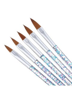 FULINJOY 5 Pcs Nail Art Brush Acrylic Uv Gel Glitter Drawing Painting Brushes Crystal Handle Nylon Hair Carving Flower Pens Nails Tools  - Image 1