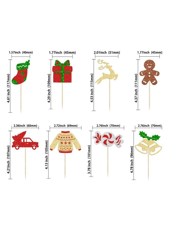 Ephlyn 24 Pcs Merry Christmas Cupcake Toppers - Reindeer Cupcake Picks, Candy Bell Sweater Gift Box for Christmas, New Year & Holiday Party Cake Decorations - Image 2