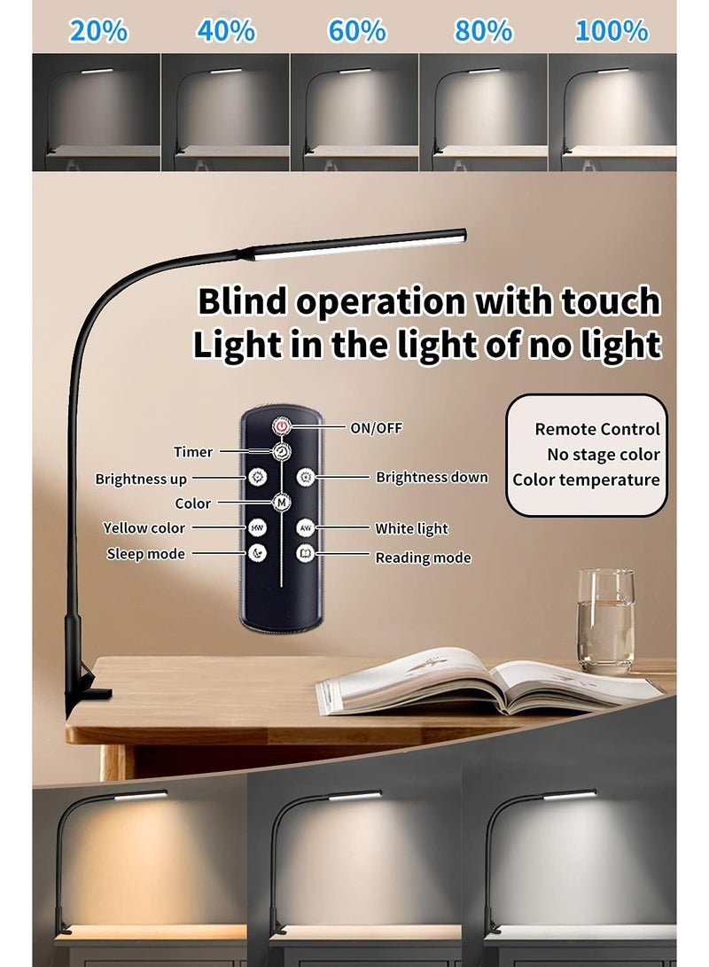 LOOPITYS （REMOTE）Desk Lamp LED USB Power Eye-Care Swing Arm Lamp Flexible Gooseneck Clamp,Dimmable,Architect Lamp 3 Color Modes,Desk Light Memory Reading Working Study,Energy Saving - Image 4