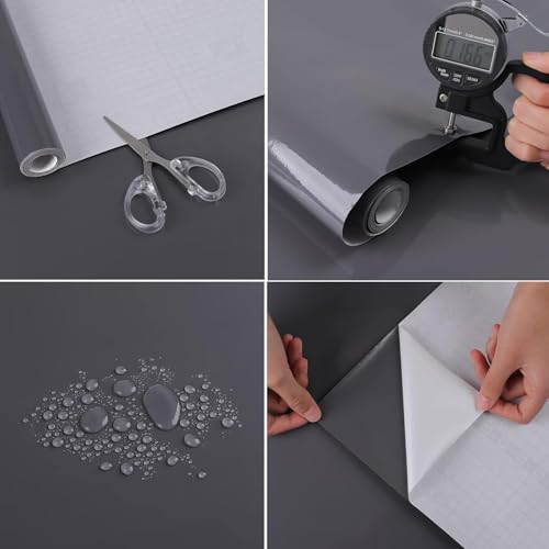 ERATO Glossy Wallpaper Peel & Stick Vinyl Contact Paper Self Adhesive Wallpaper for Kitchen Cabinets Furniture Countertop Removable Waterproof Wallpaper (Dark Grey Glossy, 2 Feet x 7 Feet) - Image 5