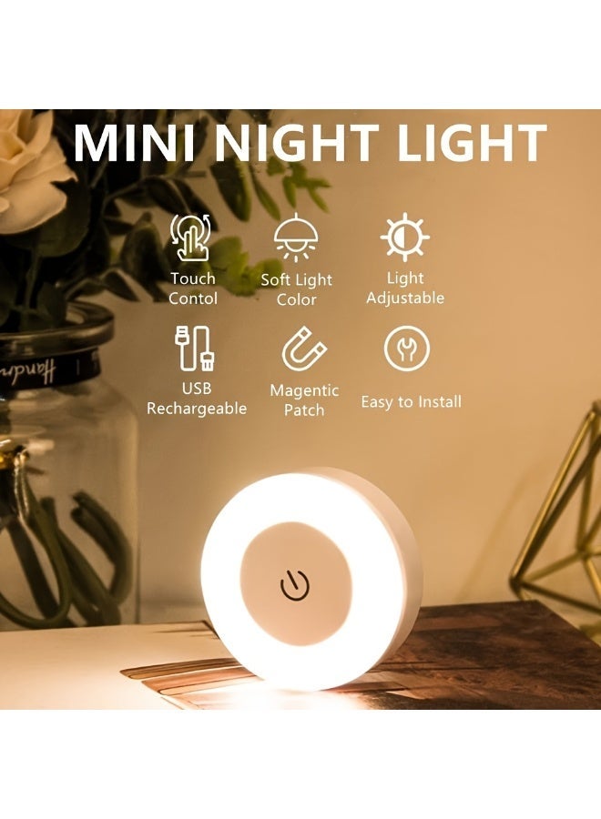 Rechargeable LED Night Light - 3 Lighting Modes, Touch Control, Magnetic Base, Portable, Dimmable, Energy-Saving - Ideal for Bedroom, Closet, Kitchen(1 PCS) - Image 2